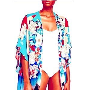 Johnny Was 100% Silk Floral Motif Retro Oversized Kimono Women’s Medium